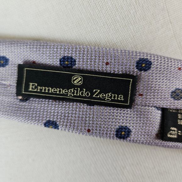 Ermenegildo Zegna Purple Lilac Floral Motif Silk Tie - Picture 8 of 9
